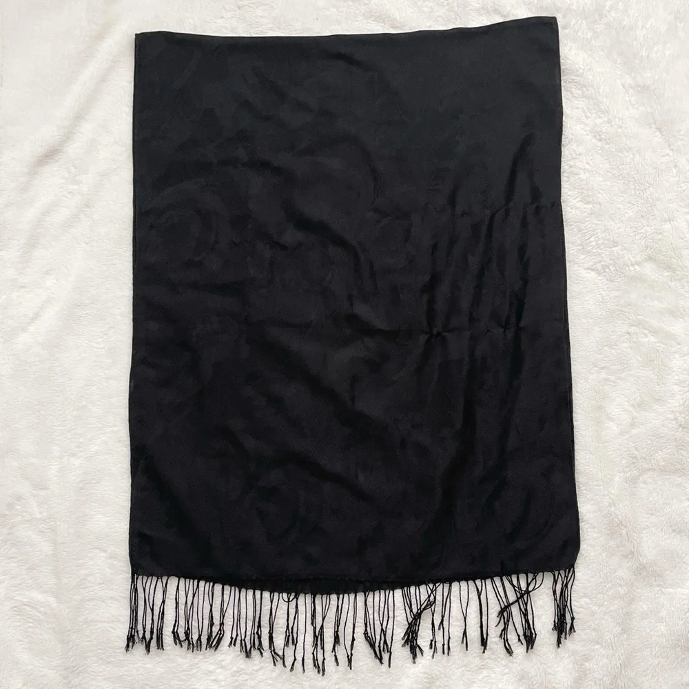 Black Abstract Textured Pashmina Style Scarf